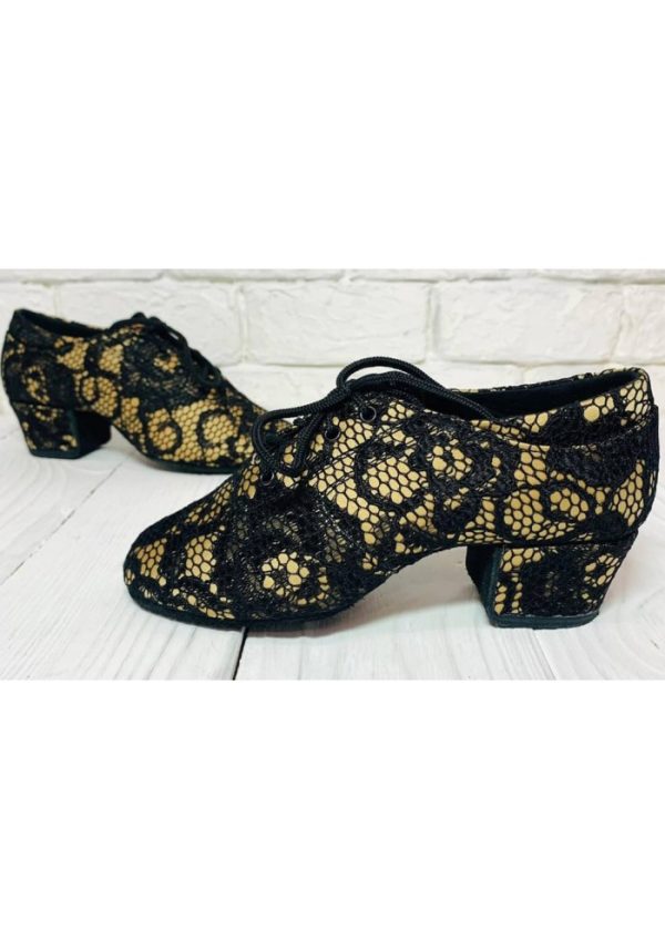 Galex - Flexi - Latin - Training Dance Shoes - Heels black lace