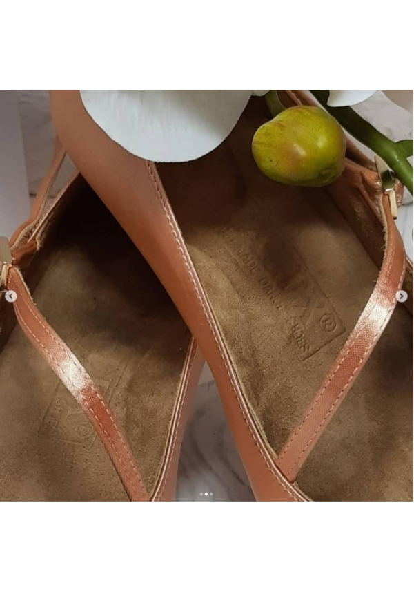 Galex - Round Toe Single Strap - Flesh Satin - 5cm Flare