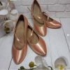 Galex - Round Toe Single Strap - Flesh Satin - 5cm Flare