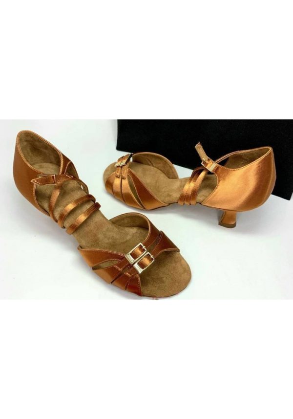 Galex - Tatyana - Tan-Satin - Heel - Flare 5cm