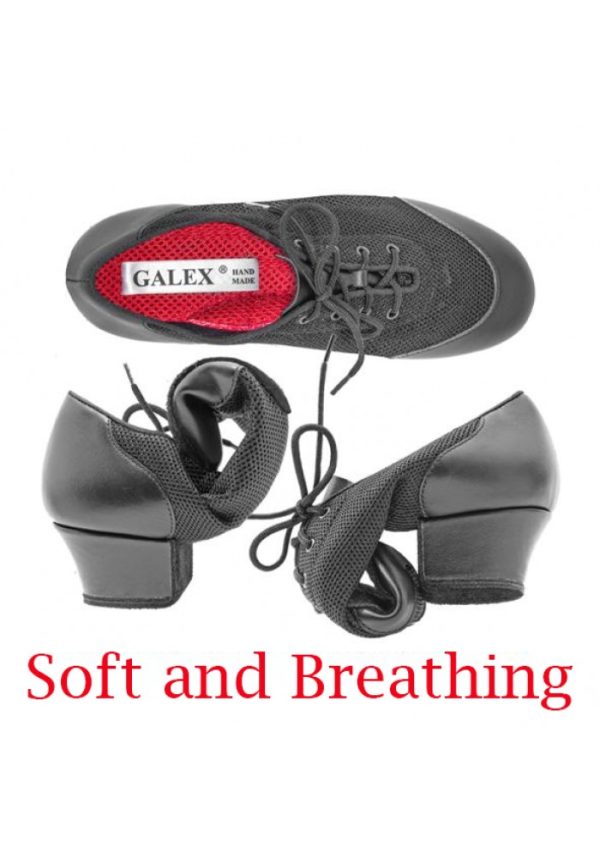 Galex - Vento - Black leather Air mesh heels4cm